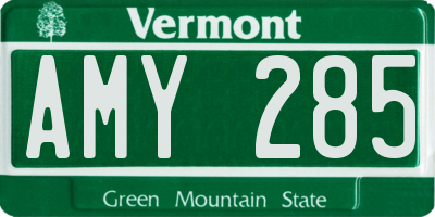 VT license plate AMY285