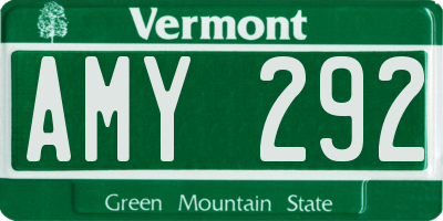VT license plate AMY292