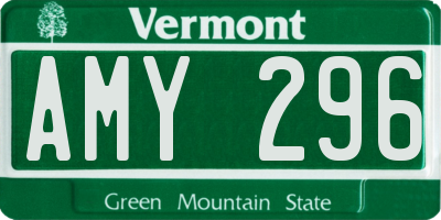 VT license plate AMY296