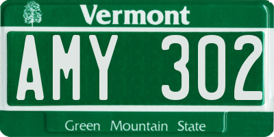 VT license plate AMY302