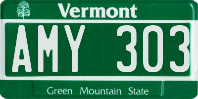 VT license plate AMY303