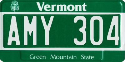 VT license plate AMY304