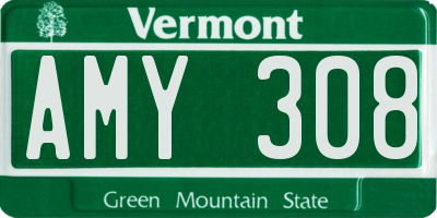 VT license plate AMY308
