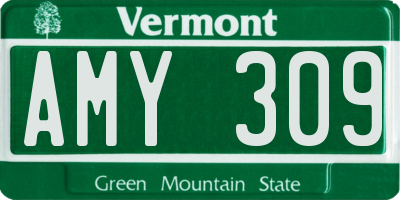 VT license plate AMY309