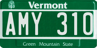 VT license plate AMY310