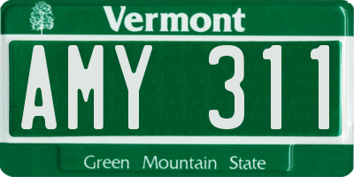 VT license plate AMY311