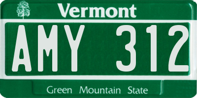 VT license plate AMY312