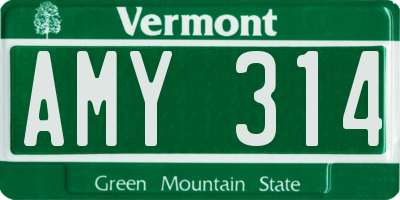 VT license plate AMY314