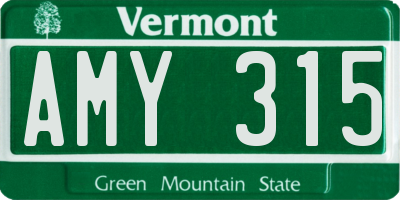 VT license plate AMY315