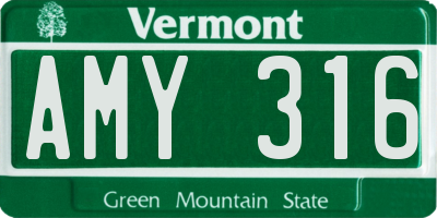 VT license plate AMY316