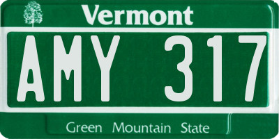 VT license plate AMY317