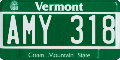 VT license plate AMY318