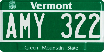 VT license plate AMY322
