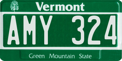 VT license plate AMY324