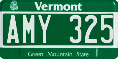 VT license plate AMY325