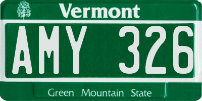 VT license plate AMY326