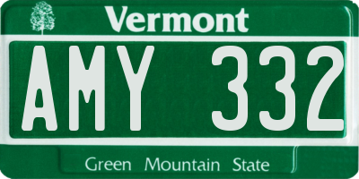 VT license plate AMY332