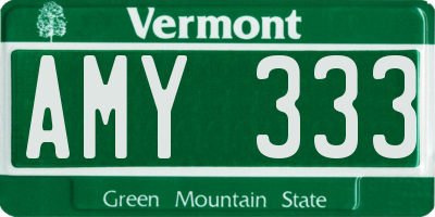 VT license plate AMY333