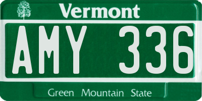 VT license plate AMY336