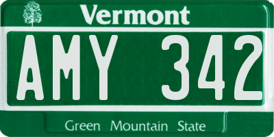 VT license plate AMY342