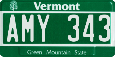 VT license plate AMY343
