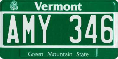 VT license plate AMY346