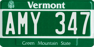 VT license plate AMY347