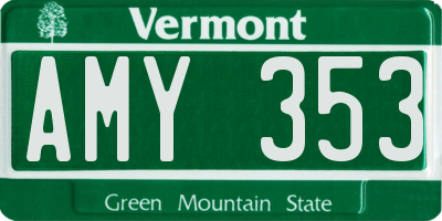 VT license plate AMY353