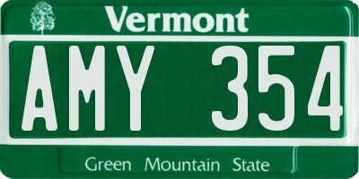 VT license plate AMY354