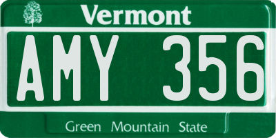 VT license plate AMY356