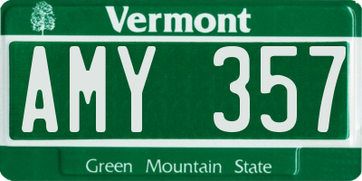 VT license plate AMY357