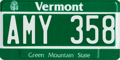VT license plate AMY358