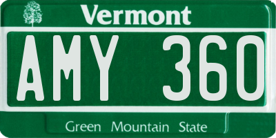 VT license plate AMY360