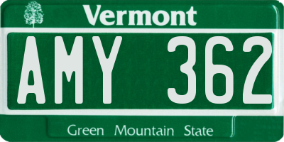 VT license plate AMY362