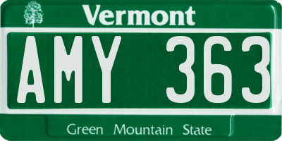 VT license plate AMY363