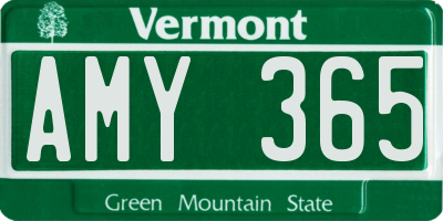 VT license plate AMY365