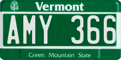 VT license plate AMY366