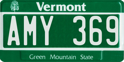 VT license plate AMY369