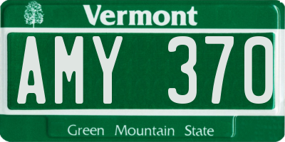 VT license plate AMY370
