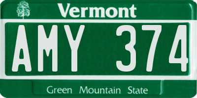 VT license plate AMY374
