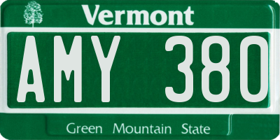 VT license plate AMY380