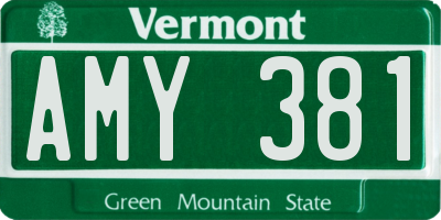 VT license plate AMY381