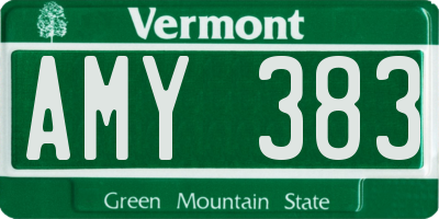 VT license plate AMY383