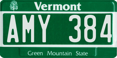 VT license plate AMY384