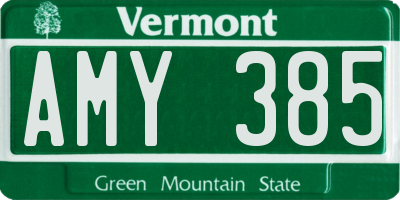VT license plate AMY385