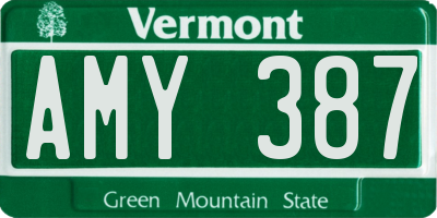 VT license plate AMY387