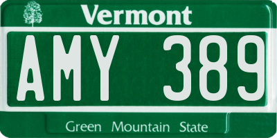 VT license plate AMY389