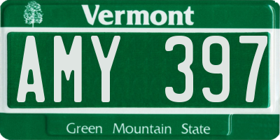 VT license plate AMY397