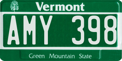 VT license plate AMY398