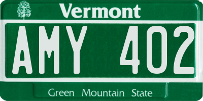VT license plate AMY402